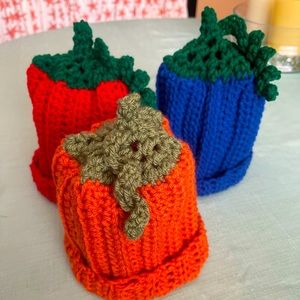 Set of 3 crocheted baby hats